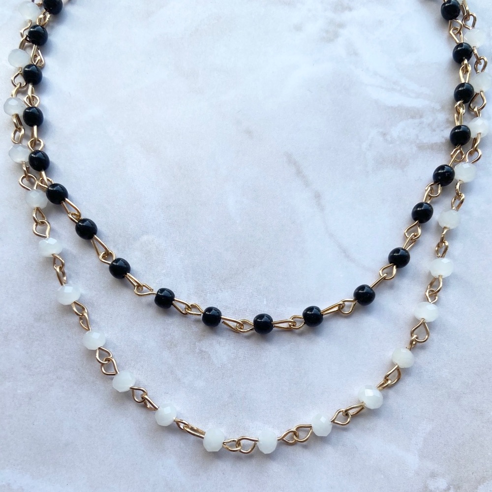 3/$15 Black & White Sea Bead Choker Set - Picture 2 of 3